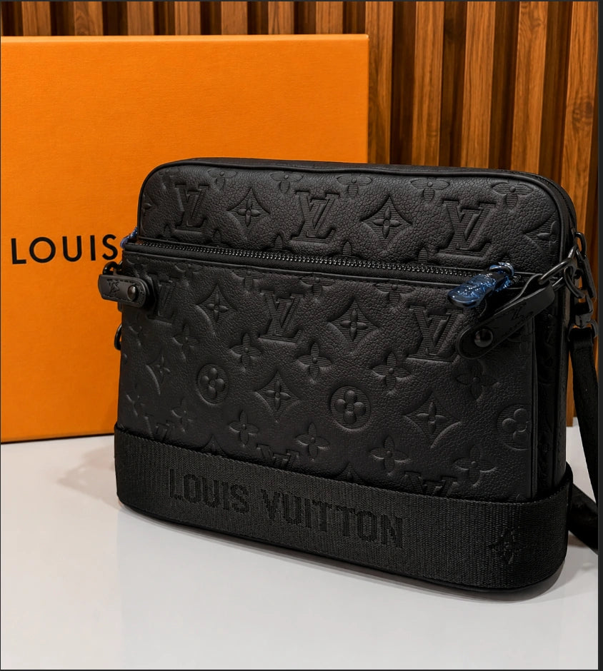 Louis Vuitton Trio Messenger Bag in Monogram Shadow leather.