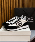 Dolce & Gabbana DG Cushion Mixed-Material Sneakers in the Black and White colorway.