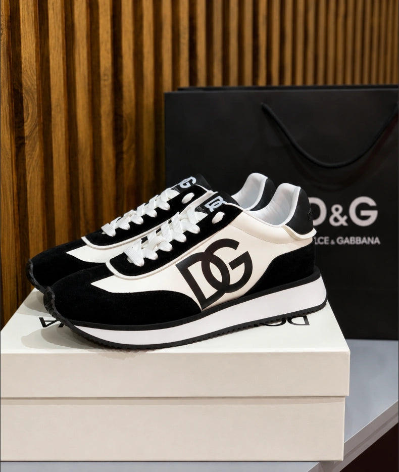 Dolce & Gabbana DG Cushion Mixed-Material Sneakers in the Black and White colorway.