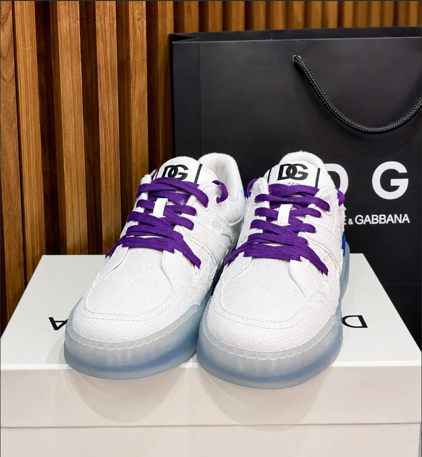 Dolce & Gabbana New Roma Low-Top Calfskin Suede Sneakers
