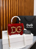 Dolce & Gabbana DG Girls Patent Leather Mini Box Bag / Top Handle Handbag in Red