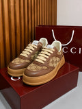 Gucci Women's GG Trainer Sneakers in Brown Leather and Canvas