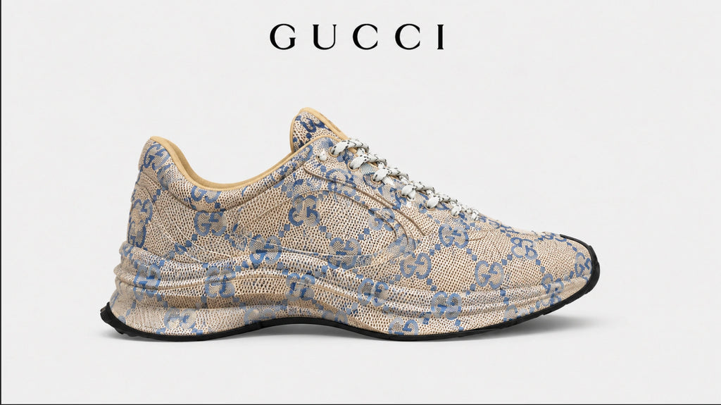 Gucci Run 'Beige Blue Monogram' Sneakers