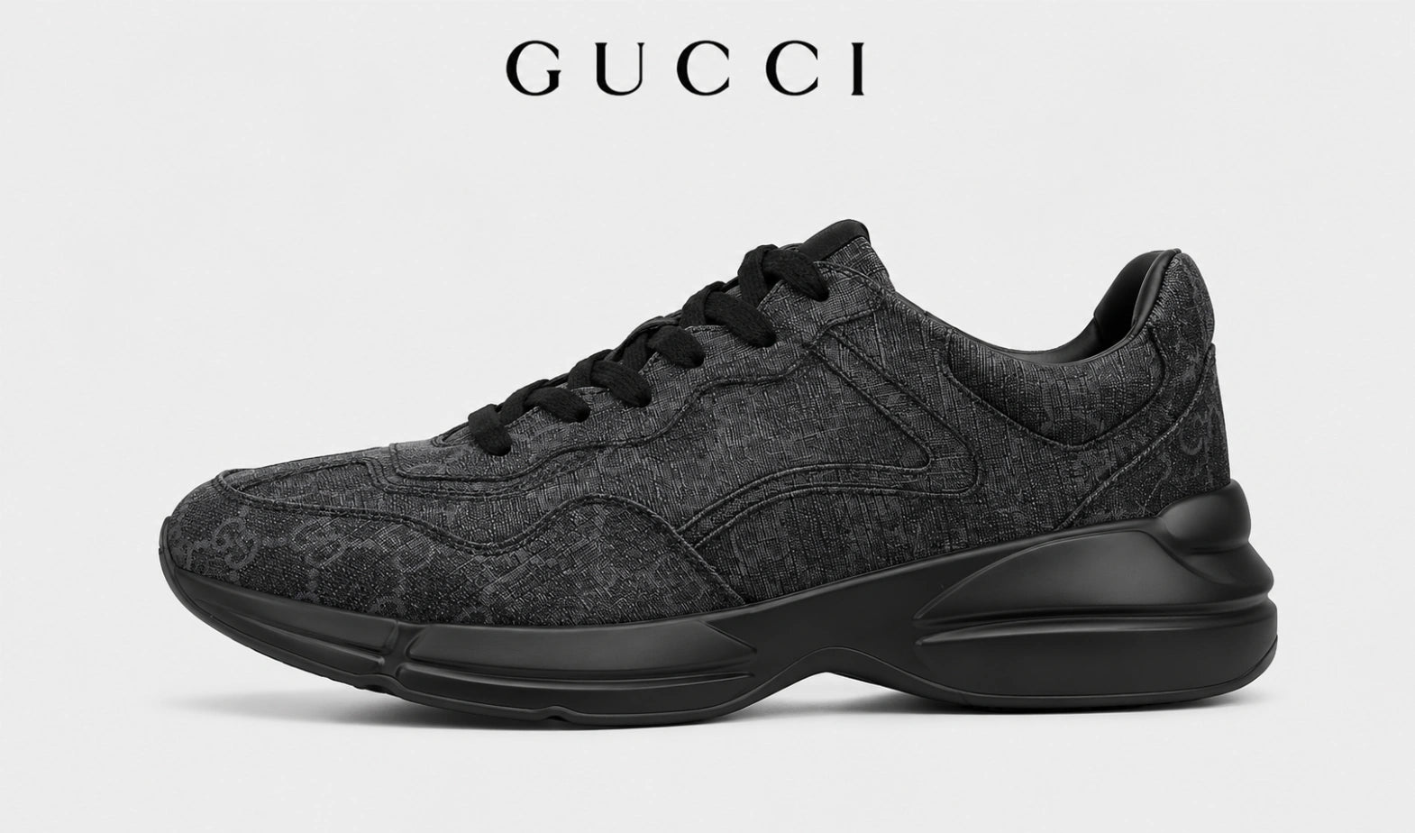 Gucci GG Rhyton 'Black Monogram' Sneakers