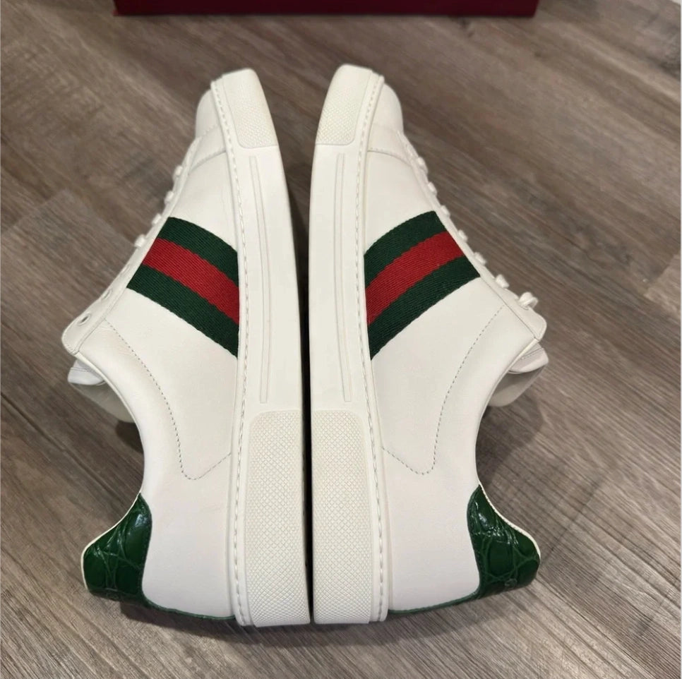 Gucci Men's Ace Sneaker with Web in White Leather
