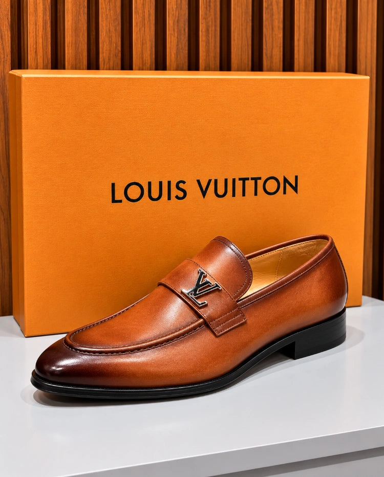 Louis Vuitton Saint Germain Loafers in Patinated Cognac/Brown Calf Leather.