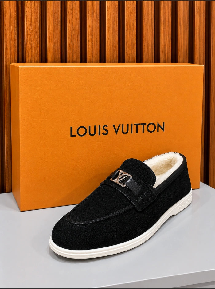 Louis Vuitton Estate Loafers with Shearling Lining in Black