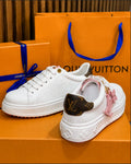 Louis Vuitton Time Out Sneakers in White, Pink, and Monogram Canvas