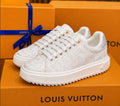 Louis Vuitton Time Out Sneakers in Broderie Anglaise / Monogram Lace with Crystal Heels.