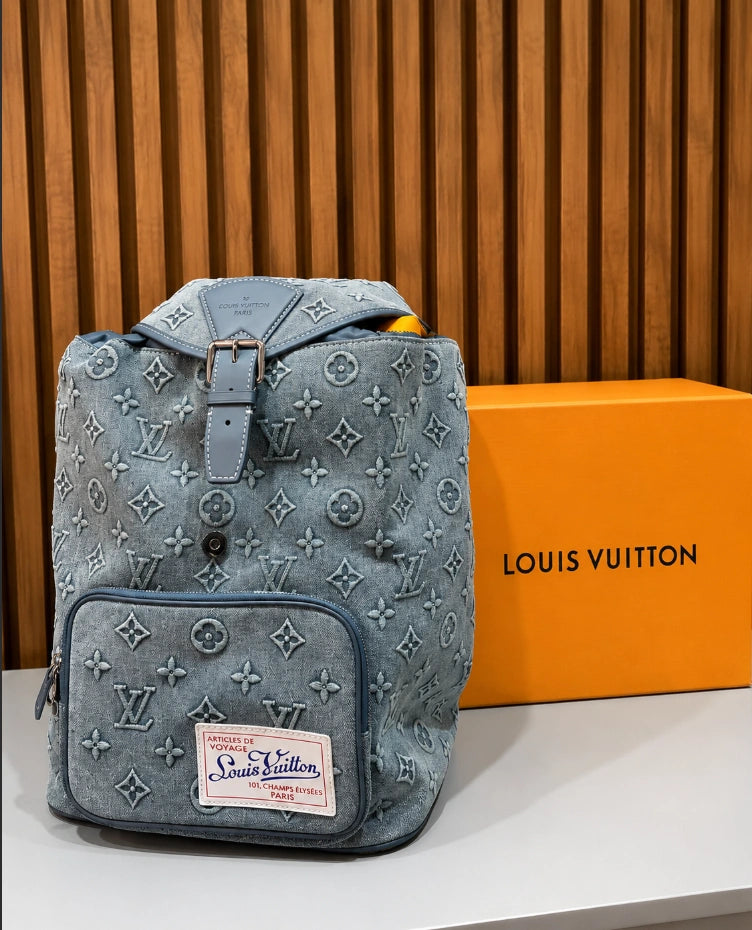 Louis Vuitton Montsouris Backpack in Washed Monogram Denim