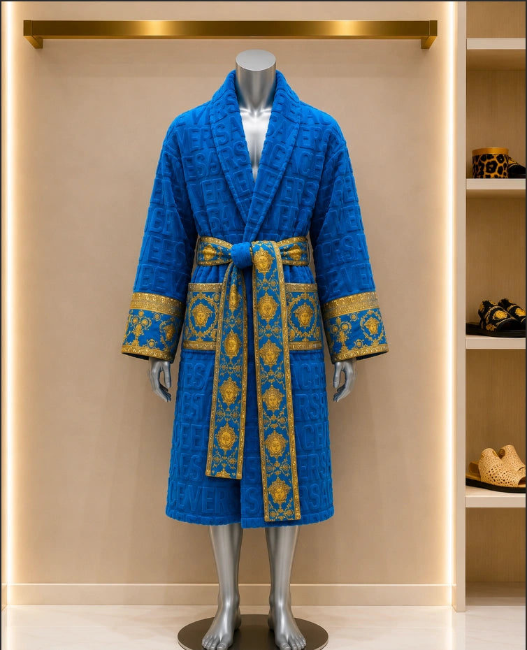 Versace | Baroque Bathrobe in Blue