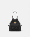 Versace La Medusa Canvas Bucket Bag In Black