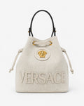Versace La Medusa Canvas Bucket Bag in Beige / Neutrals
