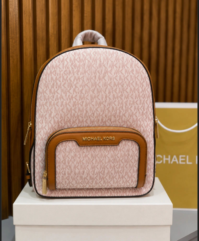 Michael Kors Jaycee Medium Zip Pocket Backpack in the 'Powder Blush Multi' colorway