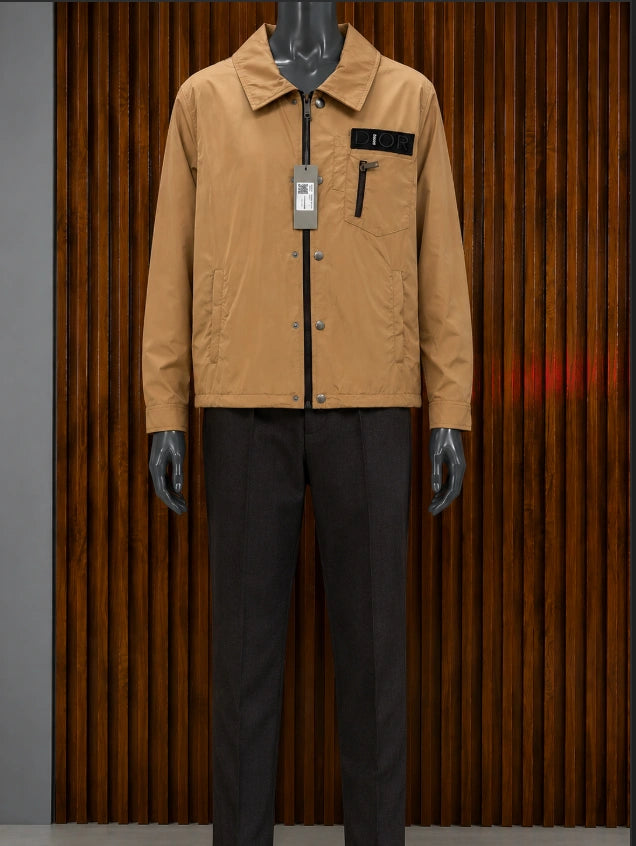 Dior Technical Fabric Coach Jacket with Logo Patch