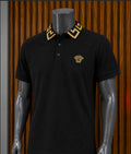 Versace Medusa Head Greca Collar Polo Shirt.
