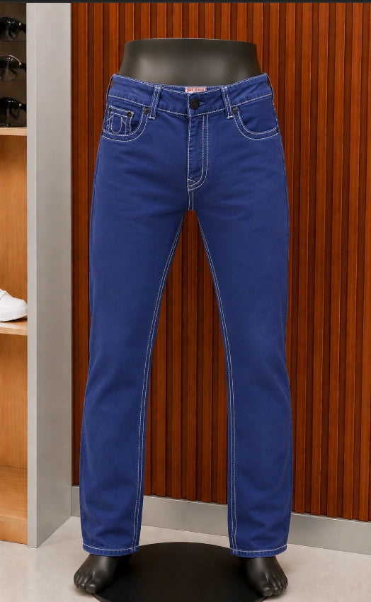 True Religion Ricky Straight Jeans featuring a vivid cobalt blue