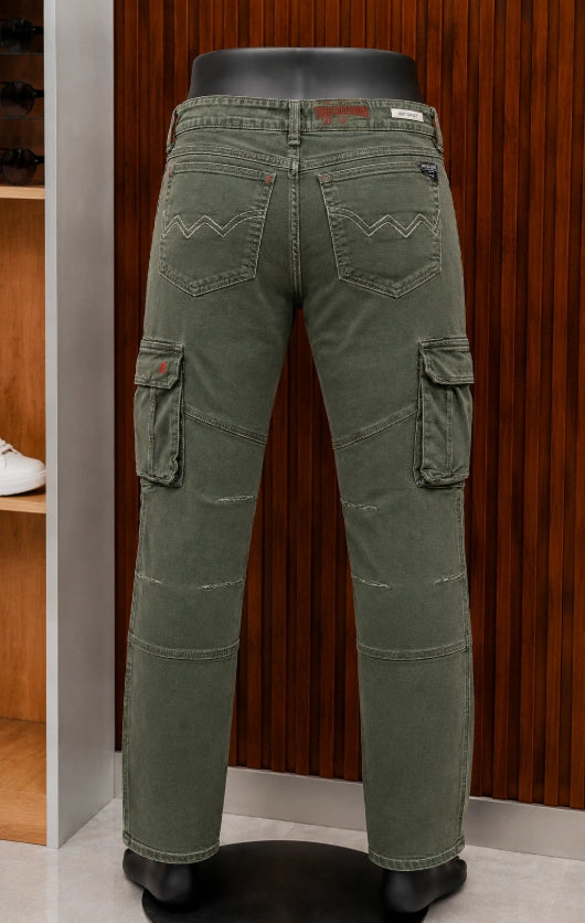 Timezone Regular RogerTZ Cargo Trousers in an olive green/washed khaki colorway