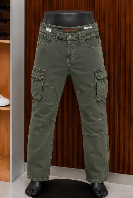 Timezone Regular RogerTZ Cargo Trousers in an olive green/washed khaki colorway