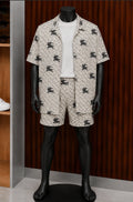 Burberry Monogram & EKD Short-Sleeved Silk/Cotton Shirt.