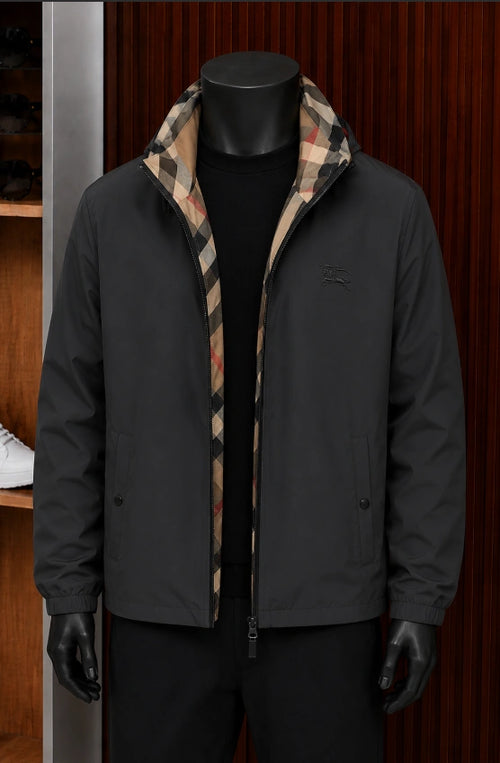 Burberry Reversible Check EKD Hooded Windbreaker Jacket.