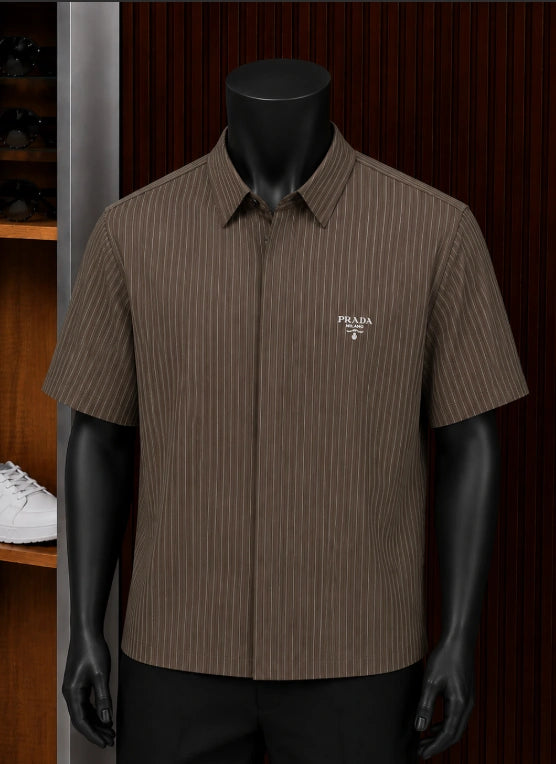 Prada Milano Pinstripe Short-Sleeve Shirt.