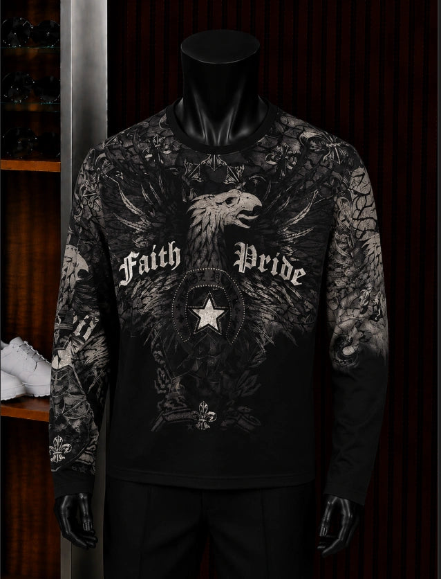 Xzavier "Faith & Pride" Eagle Graphic Long-Sleeve Shirt