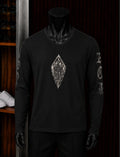 Gothic Shield V-Neck Long-Sleeve Shirt