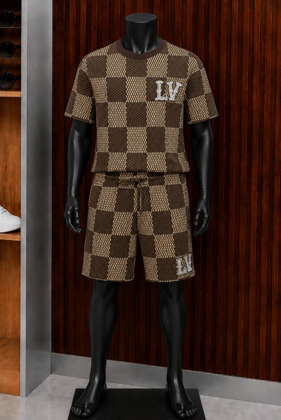 Louis Vuitton Damier Crewneck Shorts Set