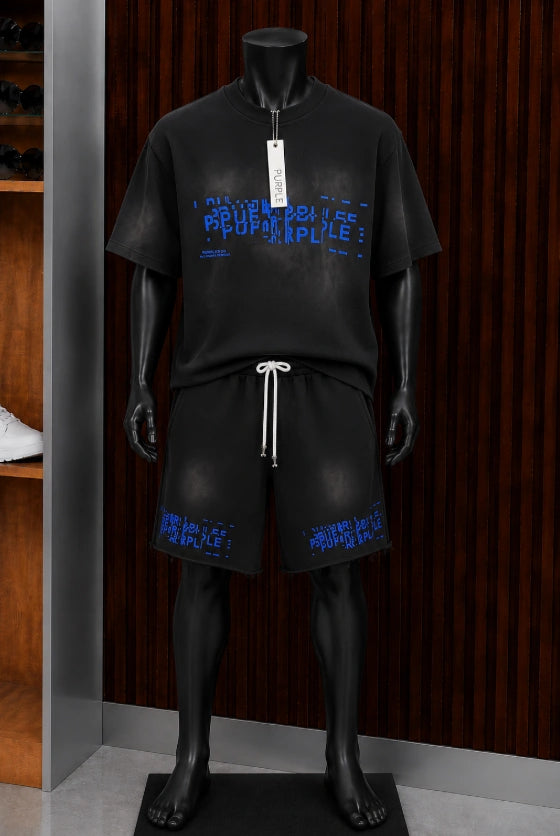 Purple Brand Matrix Glitch Shorts Set