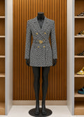 Balmain Alloaone Geometric Pattern Blazer Dress
