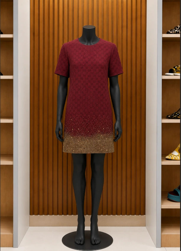 Gucci GG Crystal Wool-Blend Mini Dress.