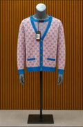 Custom pink and blue Gucci GG Monogram Cardigan.
