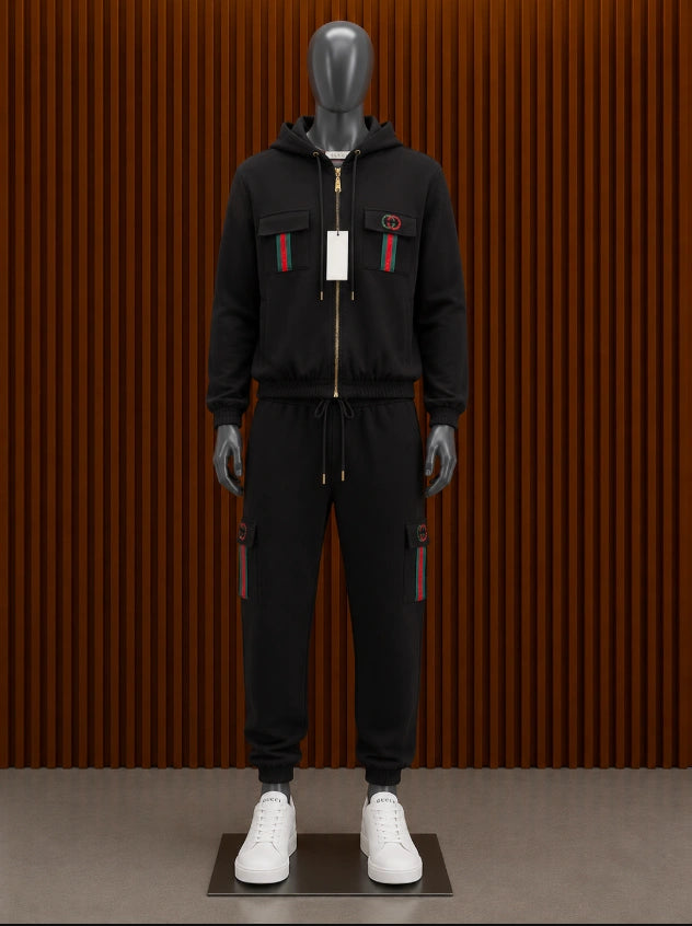 Gucci Cotton Jersey Hooded Tracksuit with Web Detail