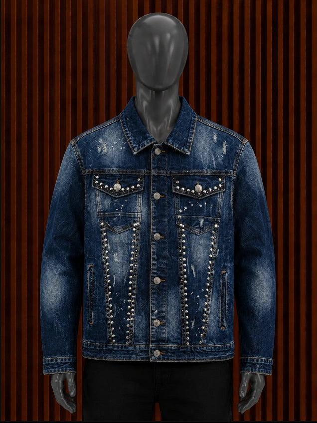 Mario Morato Studded Distressed Denim Jacket