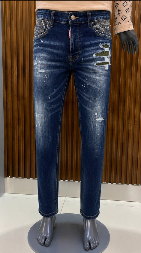 Dsquared2 Rhinestone Pocket Military Patch Skater Jeans.