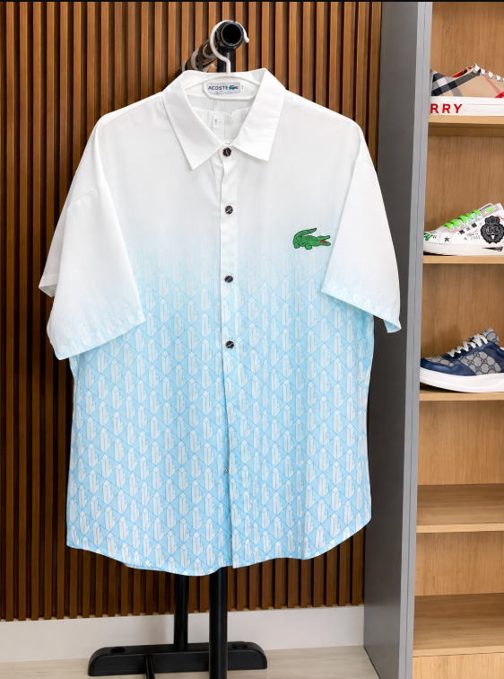 Lacoste Ice Blue Geometric Fade Shirt