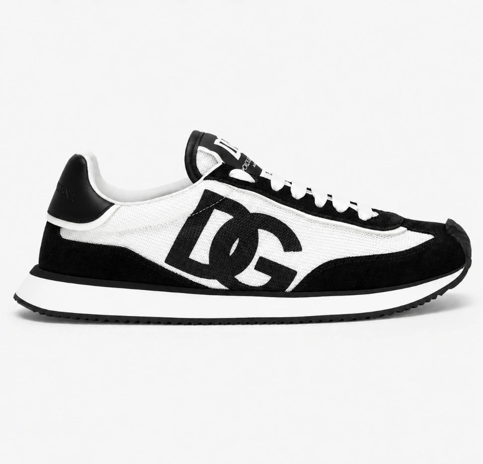 Dolce & Gabbana DG Cushion Mixed-Material Sneakers in the Black and White colorway.