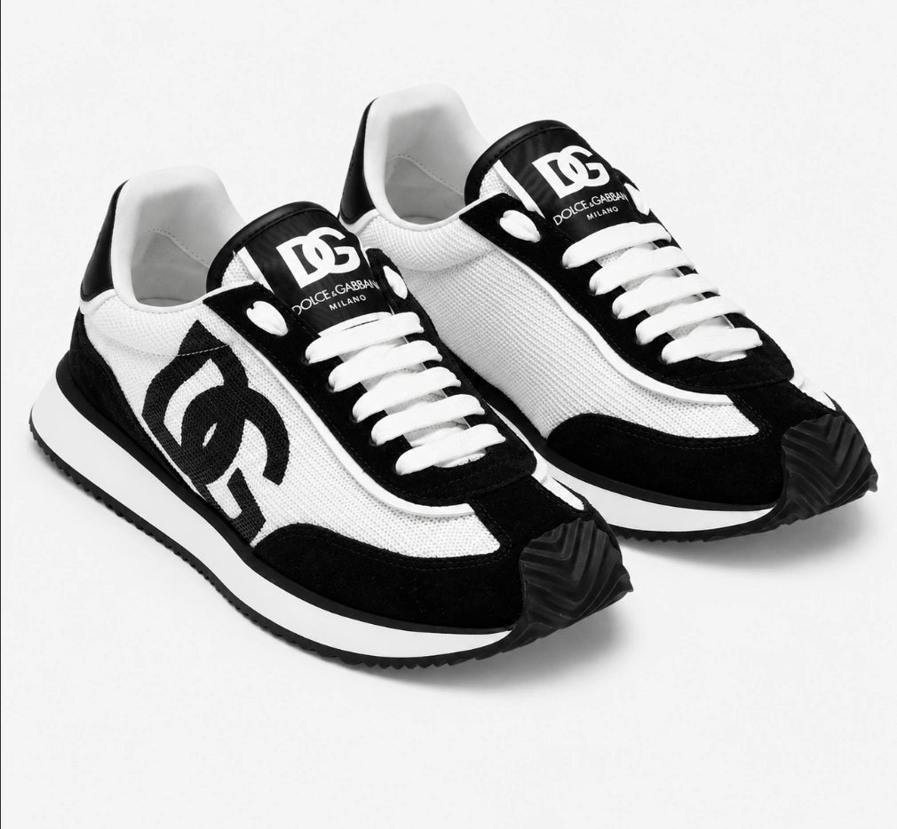 Dolce & Gabbana DG Cushion Mixed-Material Sneakers in the Black and White colorway.