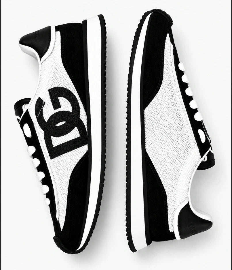 Dolce & Gabbana DG Cushion Mixed-Material Sneakers in the Black and White colorway.