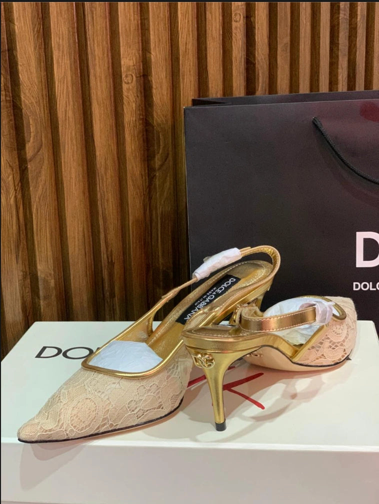 Dolce & Gabbana Rainbow Lace Slingback Pumps