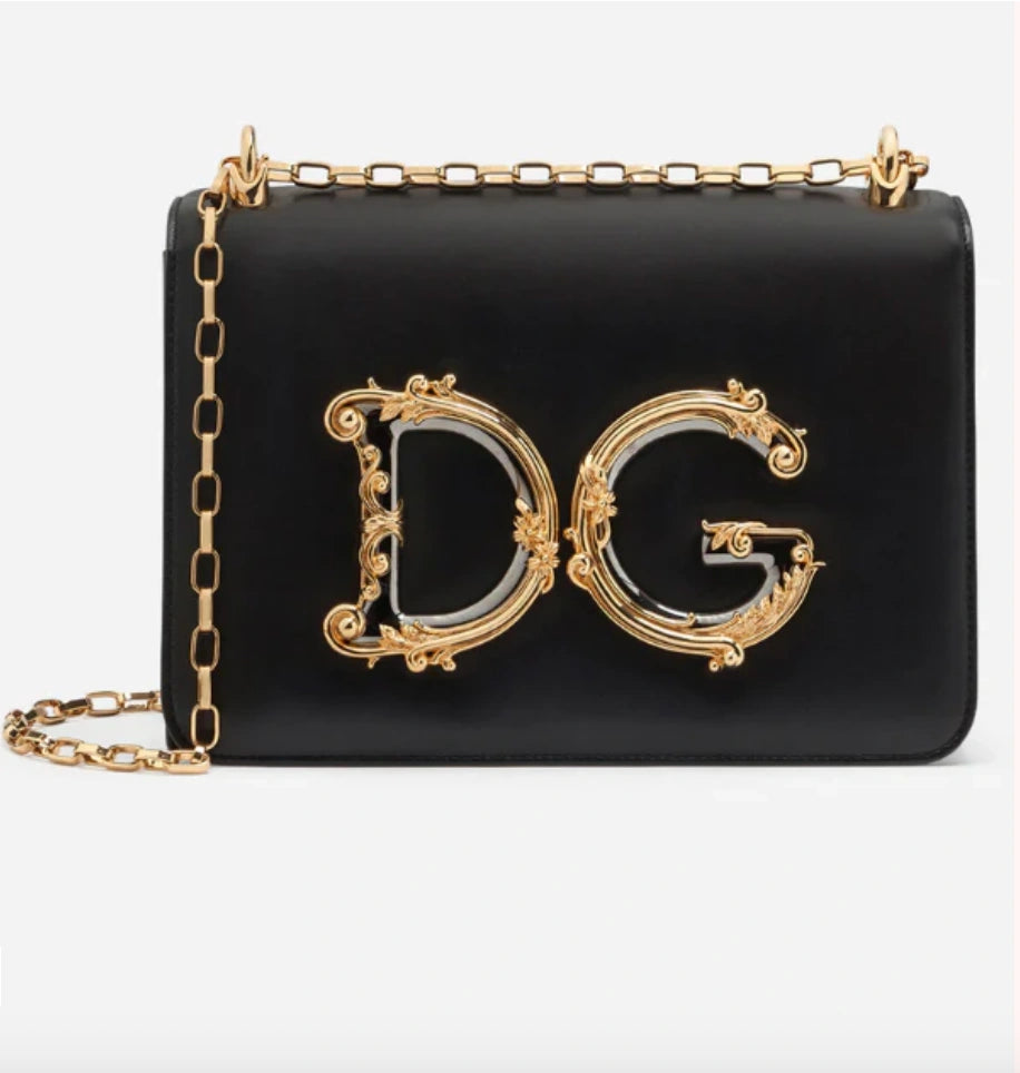 Dolce & Gabbana DG Girls Smooth Calfskin Shoulder Bag in Black.