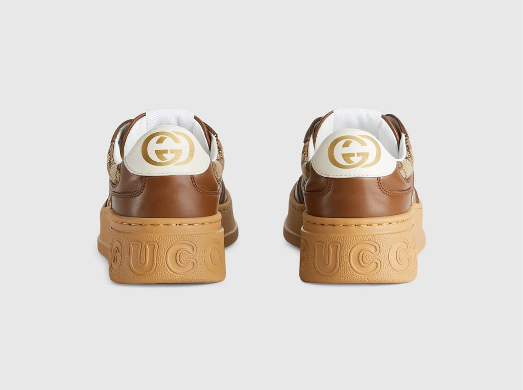 Gucci Women's GG Trainer Sneakers in Brown Leather and Canvas