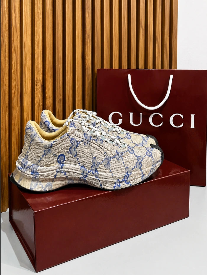 Gucci Run 'Beige Blue Monogram' Sneakers
