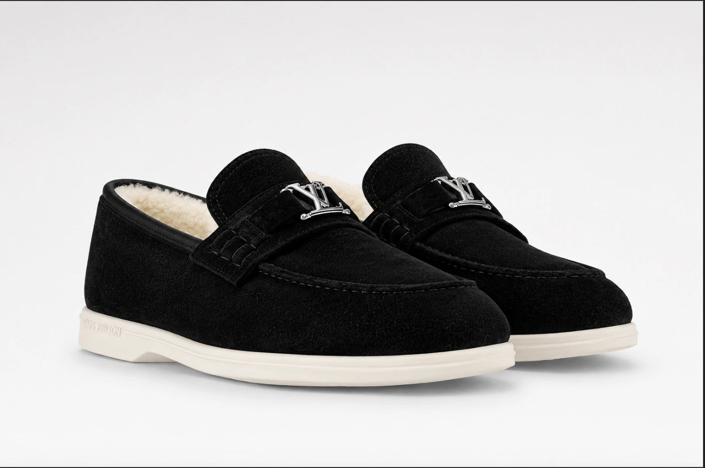 Louis Vuitton Estate Loafers with Shearling Lining in Black