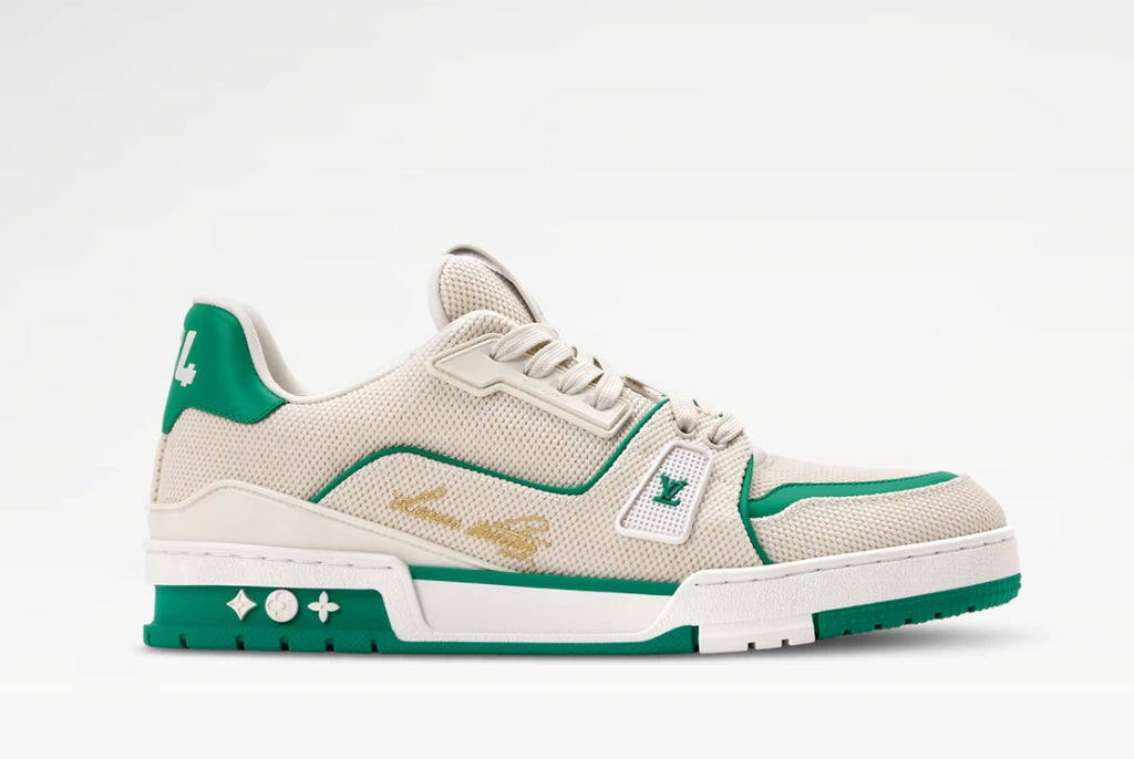 Louis Vuitton LV Trainer Sneakers in White and Green.