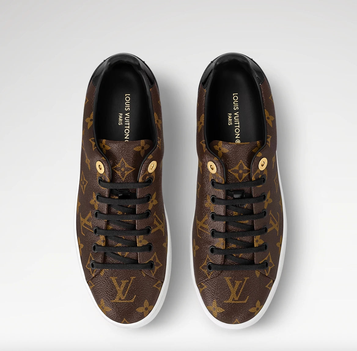 Louis Vuitton Frontrow Sneakers in Monogram Canvas and Black Calf Leather.