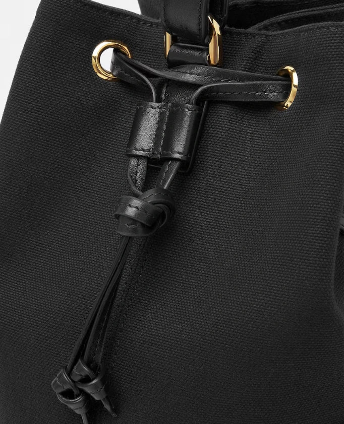 Versace La Medusa Canvas Bucket Bag In Black