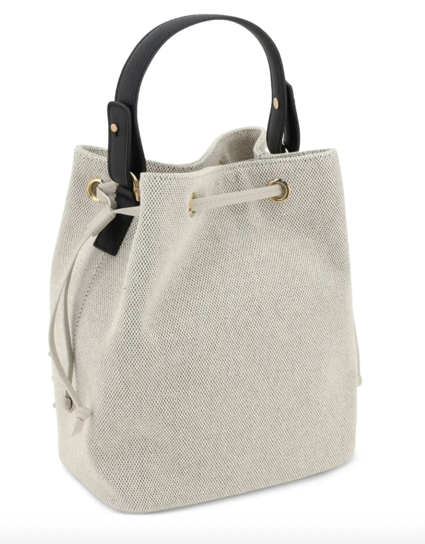 Versace La Medusa Canvas Bucket Bag in Beige / Neutrals