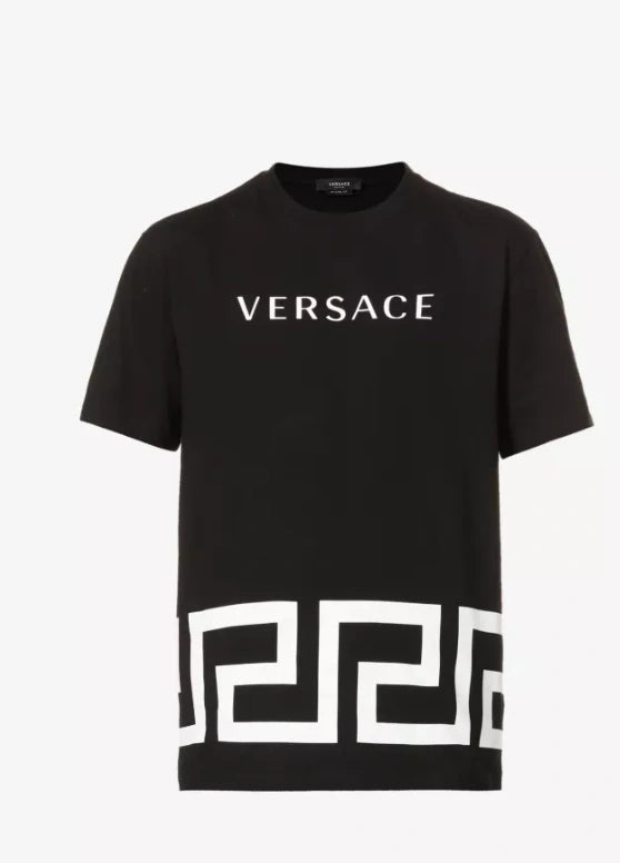 Versace Logo-Print Greca Border Cotton T-Shirt